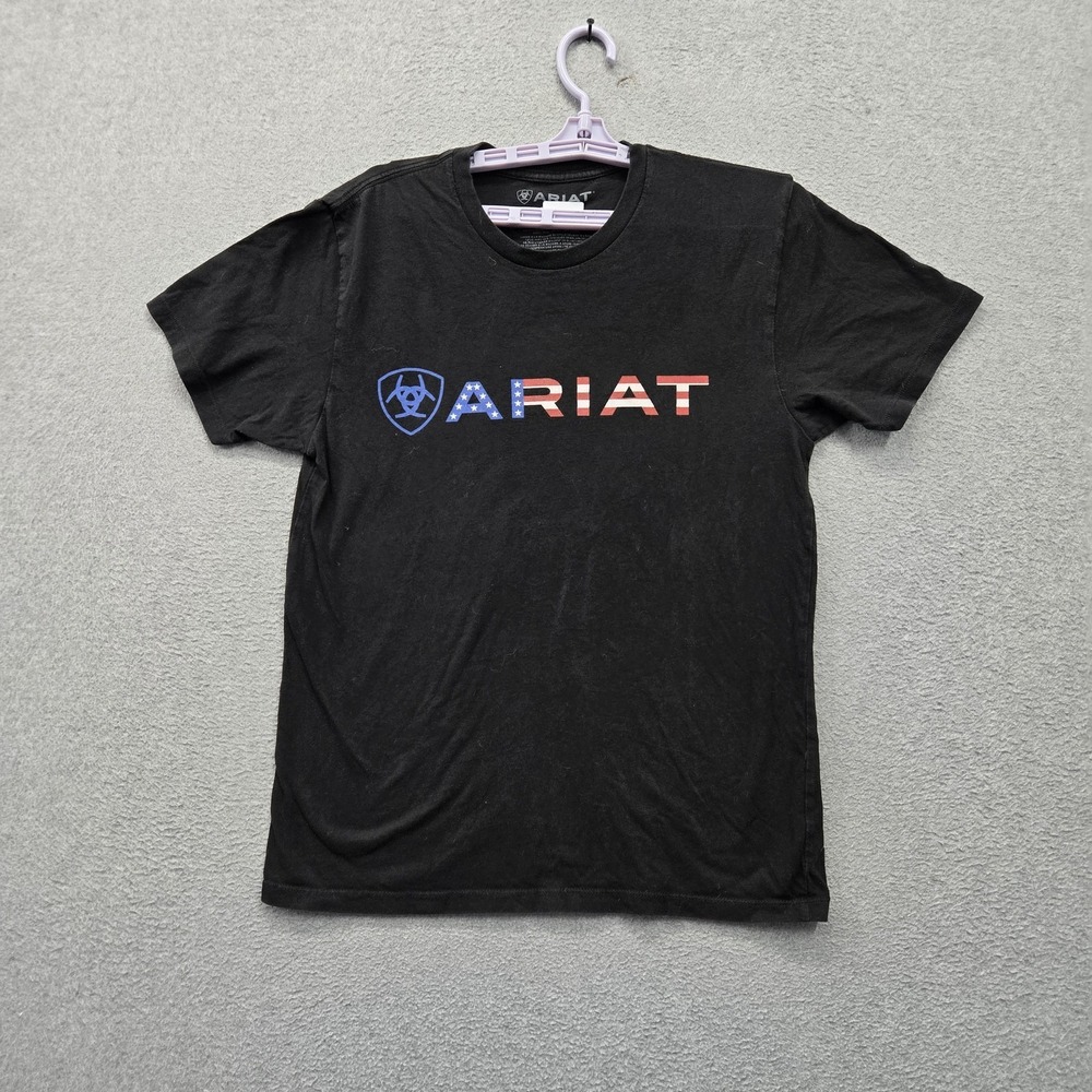 Ariat Men Shirt M Black Graphic Short Sleeve Print